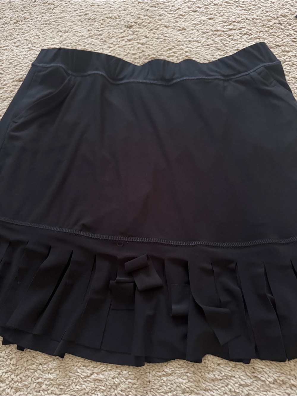 Black Pleated-Hem Mini Skirt